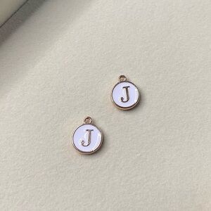 White Circle Letter “J” Charm